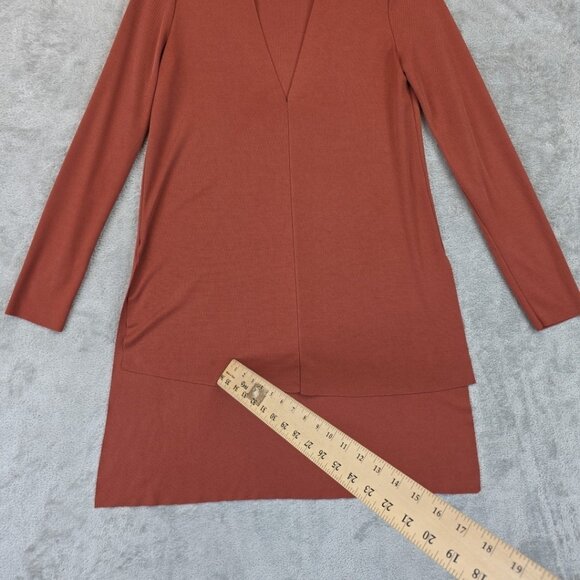 Zara Woman Studio Top Womens Small Long Sleeve Tunic V Neck Minimalist Modern - Picture 3 of 15